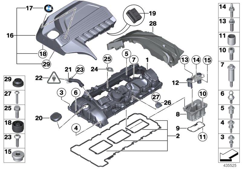 2PCS 11377502022 Eccentric Shaft Actuator Gasket to Valve Cover for BMW 1,2,3,4,5,6,7,M3,M4,X1,X3,X4,X5,X6,Z4 Series F07 F10 520i 535i 640i etc. Replace 11377502022